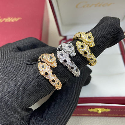 [OrnoraJewelry]PANTHERE DOUBLE HEADED FULL DIAMOND  RING