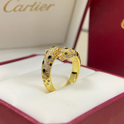 [OrnoraJewelry]PANTHERE DOUBLE HEADED FULL DIAMOND  RING