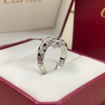 [OrnoraJewelry]PANTHERE DOUBLE HEADED FULL DIAMOND  RING