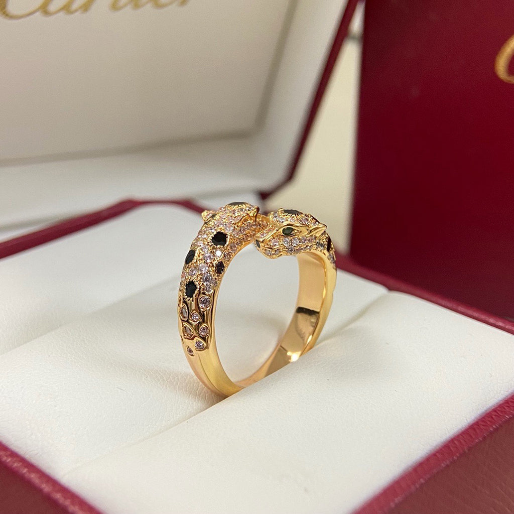 [OrnoraJewelry]PANTHERE DOUBLE HEADED FULL DIAMOND  RING