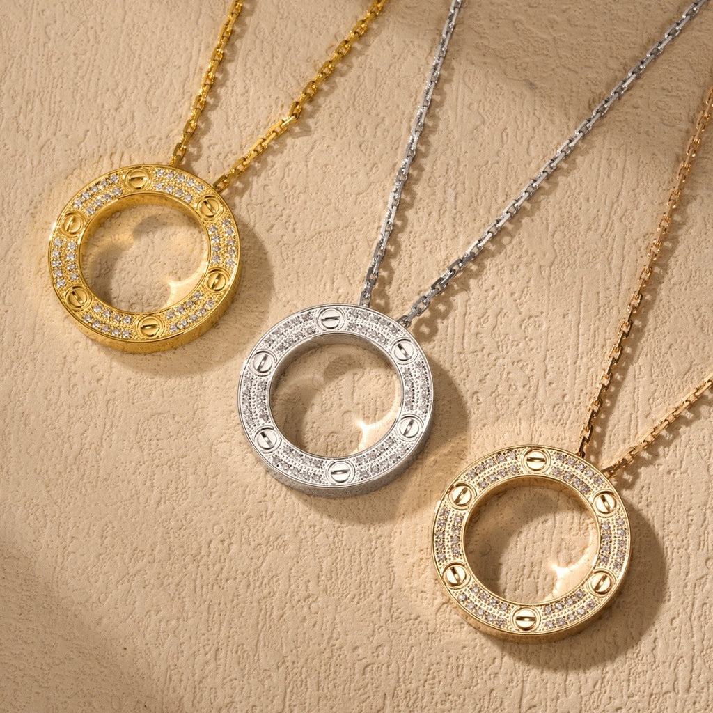 [OrnoraJewelry]LOVE NECKLACE 16MM  FULL DIAMOND
