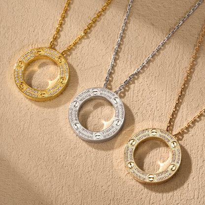 [OrnoraJewelry]LOVE NECKLACE 16MM  FULL DIAMOND