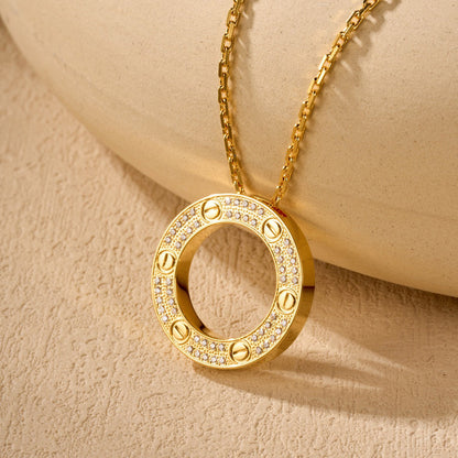 [OrnoraJewelry]LOVE NECKLACE 16MM  FULL DIAMOND