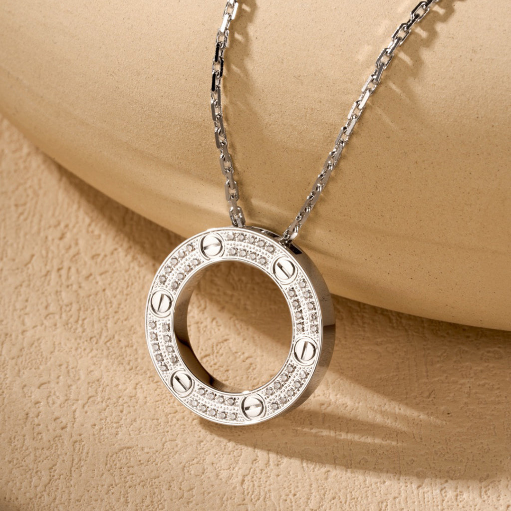 [OrnoraJewelry]LOVE NECKLACE 16MM  FULL DIAMOND