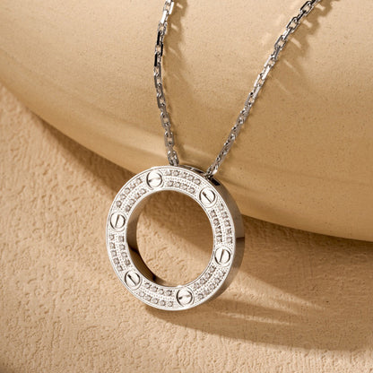 [OrnoraJewelry]LOVE NECKLACE 16MM  FULL DIAMOND