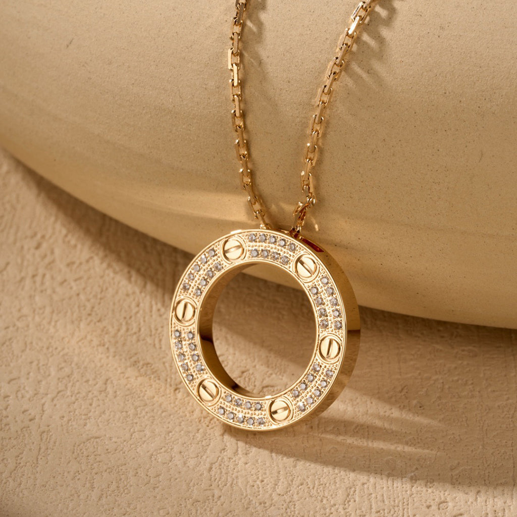 [OrnoraJewelry]LOVE NECKLACE 16MM  FULL DIAMOND