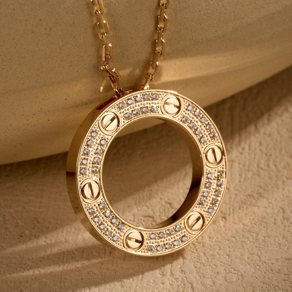 [OrnoraJewelry]LOVE NECKLACE 16MM  FULL DIAMOND