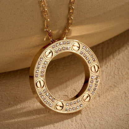 [OrnoraJewelry]LOVE NECKLACE 16MM  FULL DIAMOND