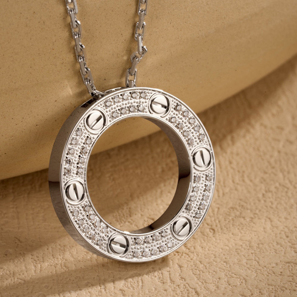 [OrnoraJewelry]LOVE NECKLACE 16MM  FULL DIAMOND