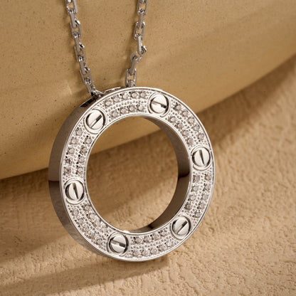 [OrnoraJewelry]LOVE NECKLACE 16MM  FULL DIAMOND