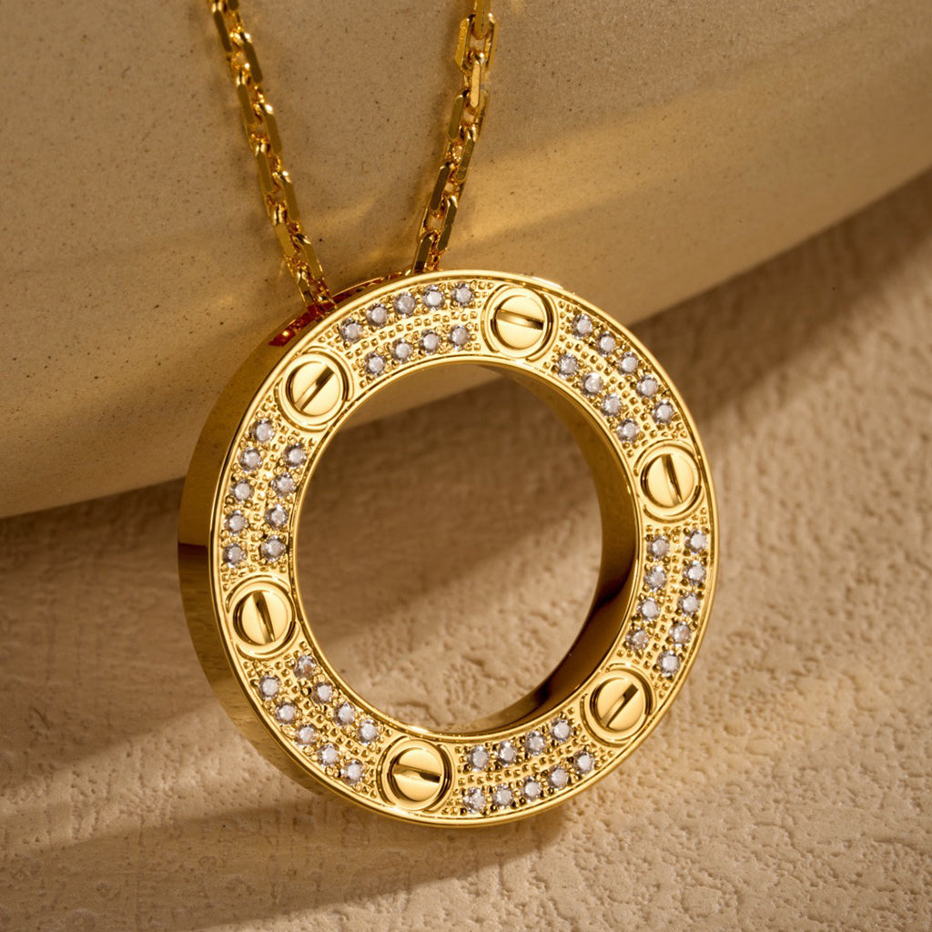 [OrnoraJewelry]LOVE NECKLACE 16MM  FULL DIAMOND