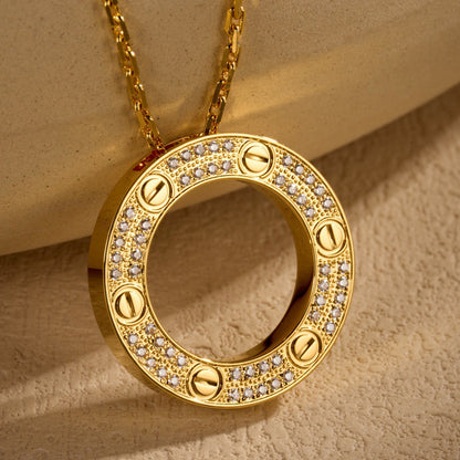 [OrnoraJewelry]LOVE NECKLACE 16MM  FULL DIAMOND