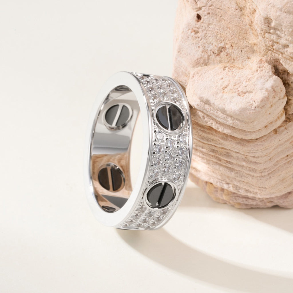 [OrnoraJewelry]LOVE RING 5.5MM DIAMONDS PAVED CERAMIC