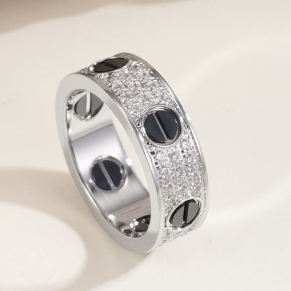 [OrnoraJewelry]LOVE RING 5.5MM DIAMONDS PAVED CERAMIC