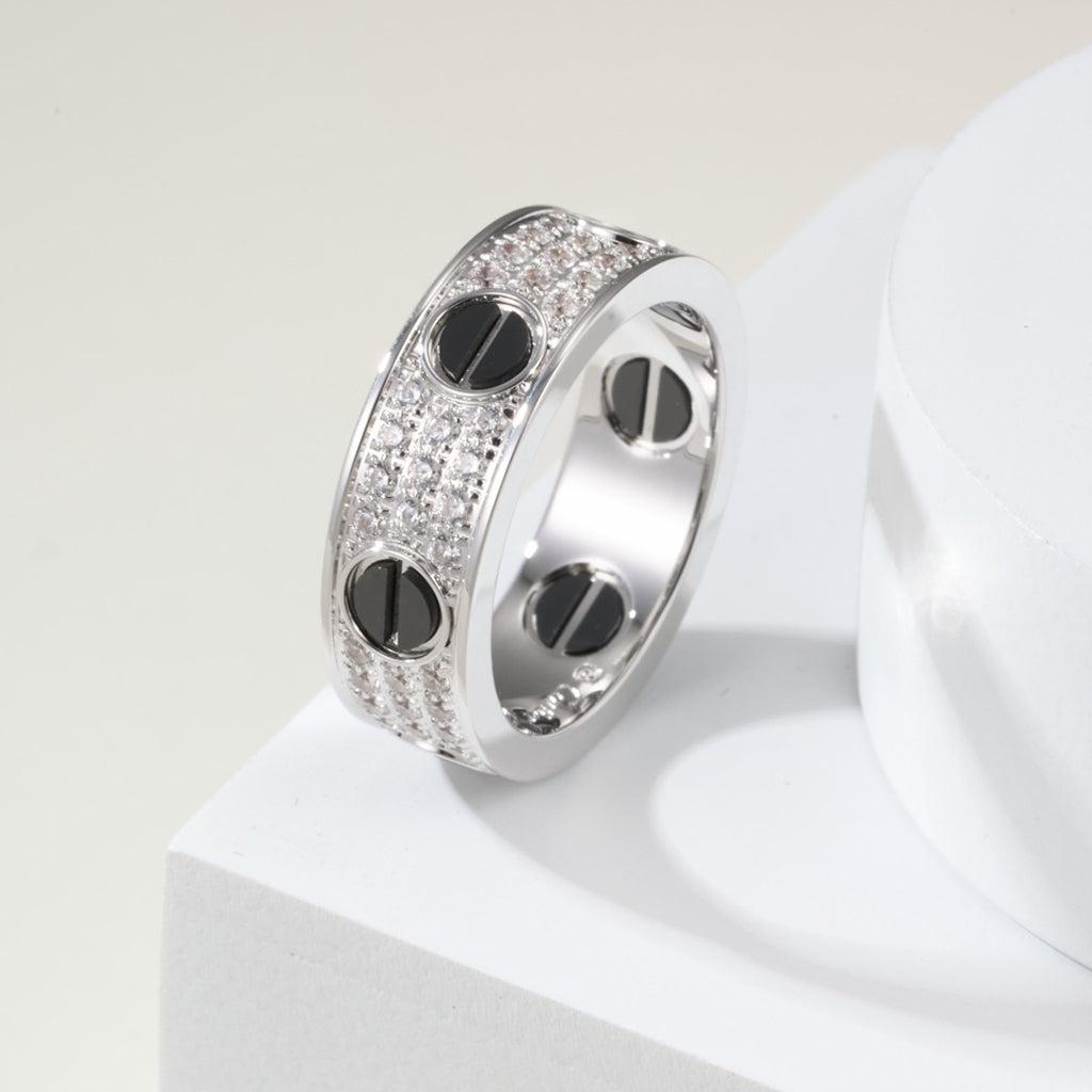 [OrnoraJewelry]LOVE RING 5.5MM DIAMONDS PAVED CERAMIC