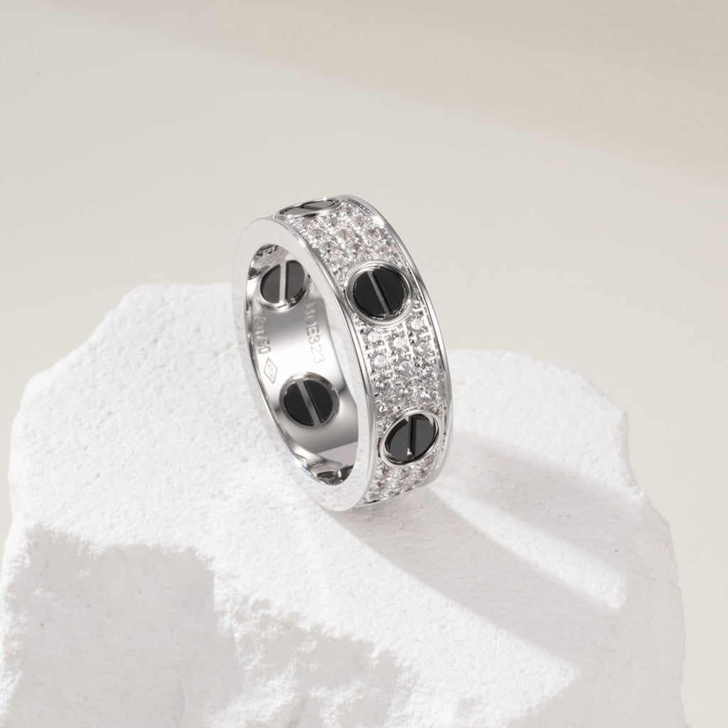 [OrnoraJewelry]LOVE RING 5.5MM DIAMONDS PAVED CERAMIC