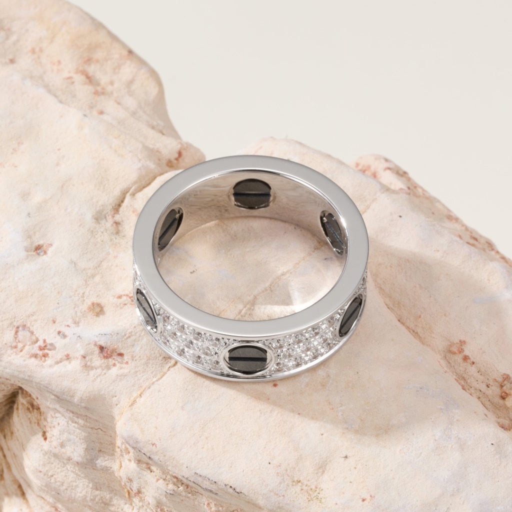 [OrnoraJewelry]LOVE RING 5.5MM DIAMONDS PAVED CERAMIC