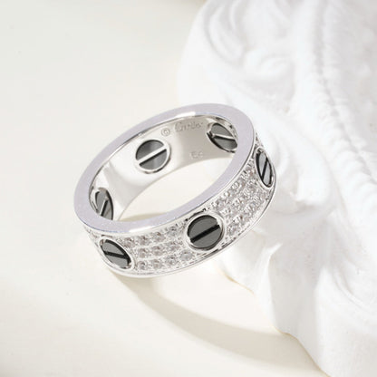 [OrnoraJewelry]LOVE RING 5.5MM DIAMONDS PAVED CERAMIC