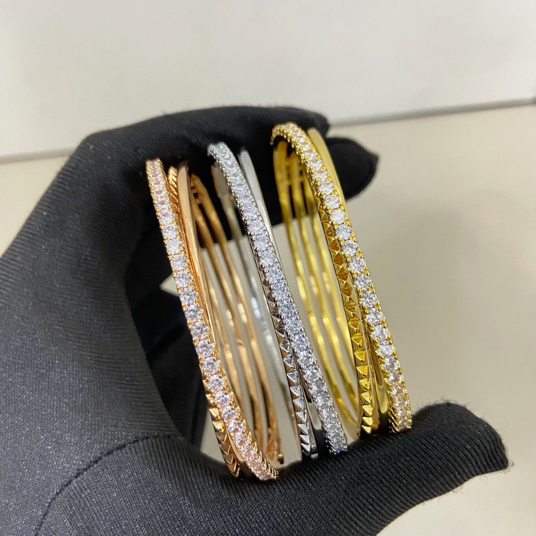 [OrnoraJewelry]ETINCELLE HALF-PAVED DIAMOND BRACELET