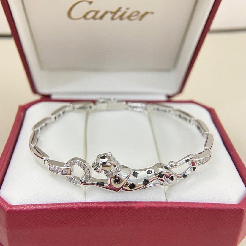 [OrnoraJewelry]PANTHERE HALF DIAMOND ON CHAIN BRACELET