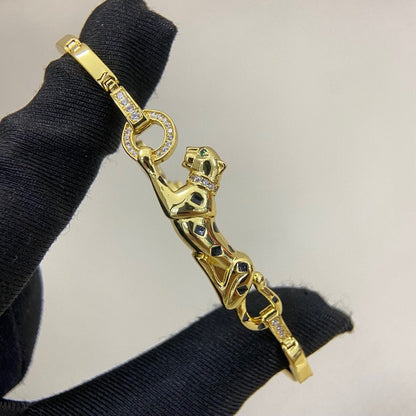 [OrnoraJewelry]PANTHERE HALF DIAMOND ON CHAIN BRACELET