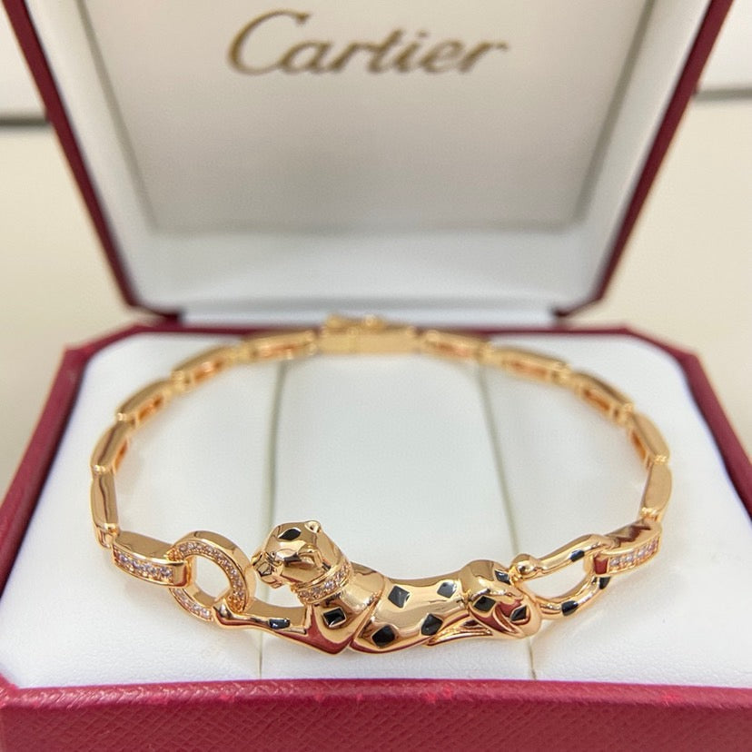 [OrnoraJewelry]PANTHERE HALF DIAMOND ON CHAIN BRACELET