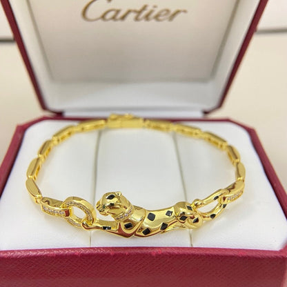[OrnoraJewelry]PANTHERE HALF DIAMOND ON CHAIN BRACELET