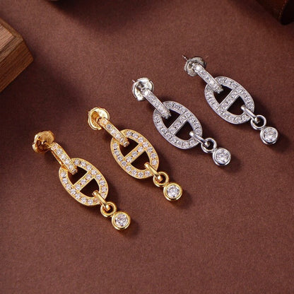 [OrnoraJewelry]HM CHAINE DIAMOND EARRINGS