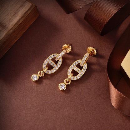[OrnoraJewelry]HM CHAINE DIAMOND EARRINGS
