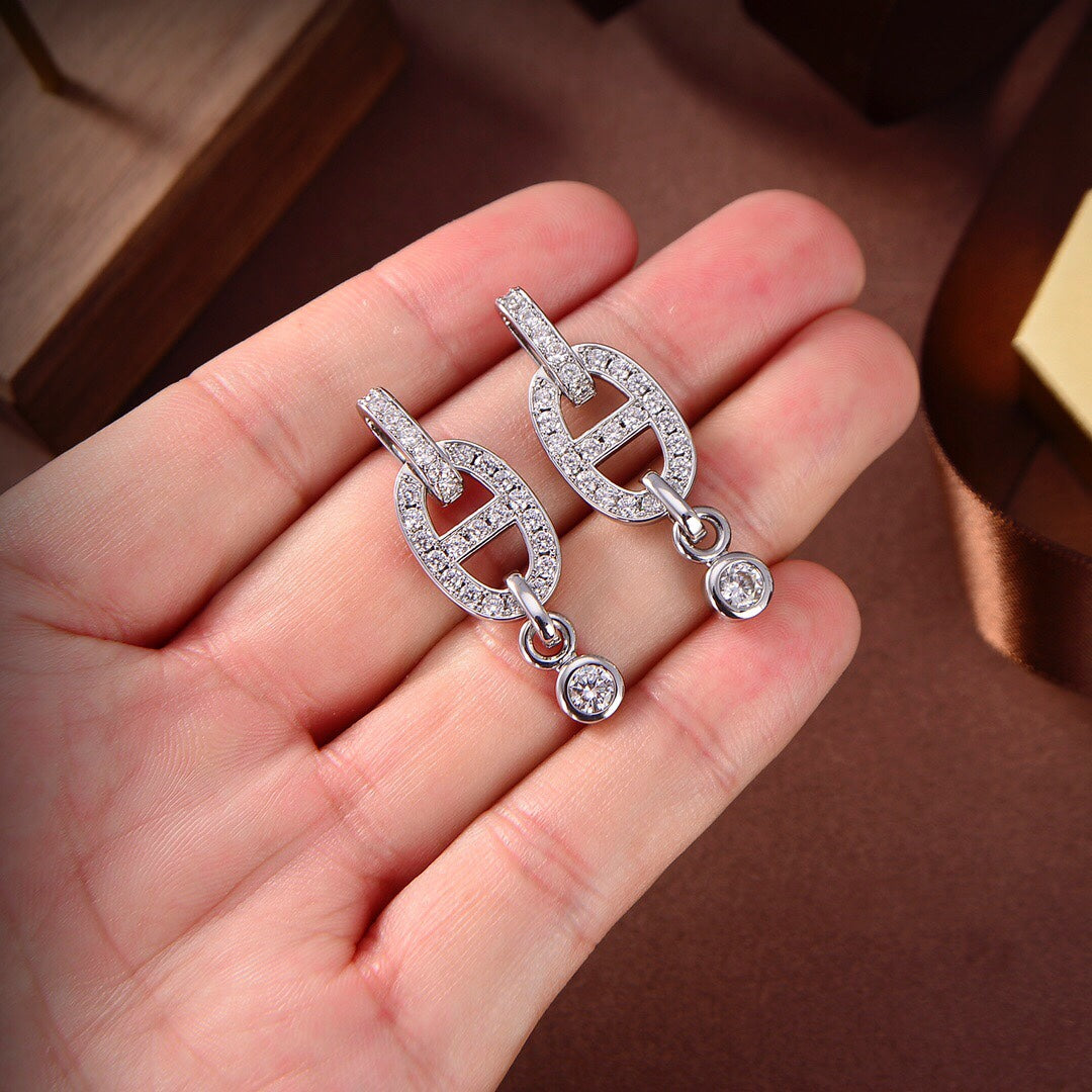 [OrnoraJewelry]HM CHAINE DIAMOND EARRINGS