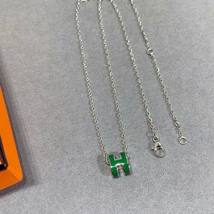 [OrnoraJewelry]POP H GREEN NECKLACE SILVER AND GOLD