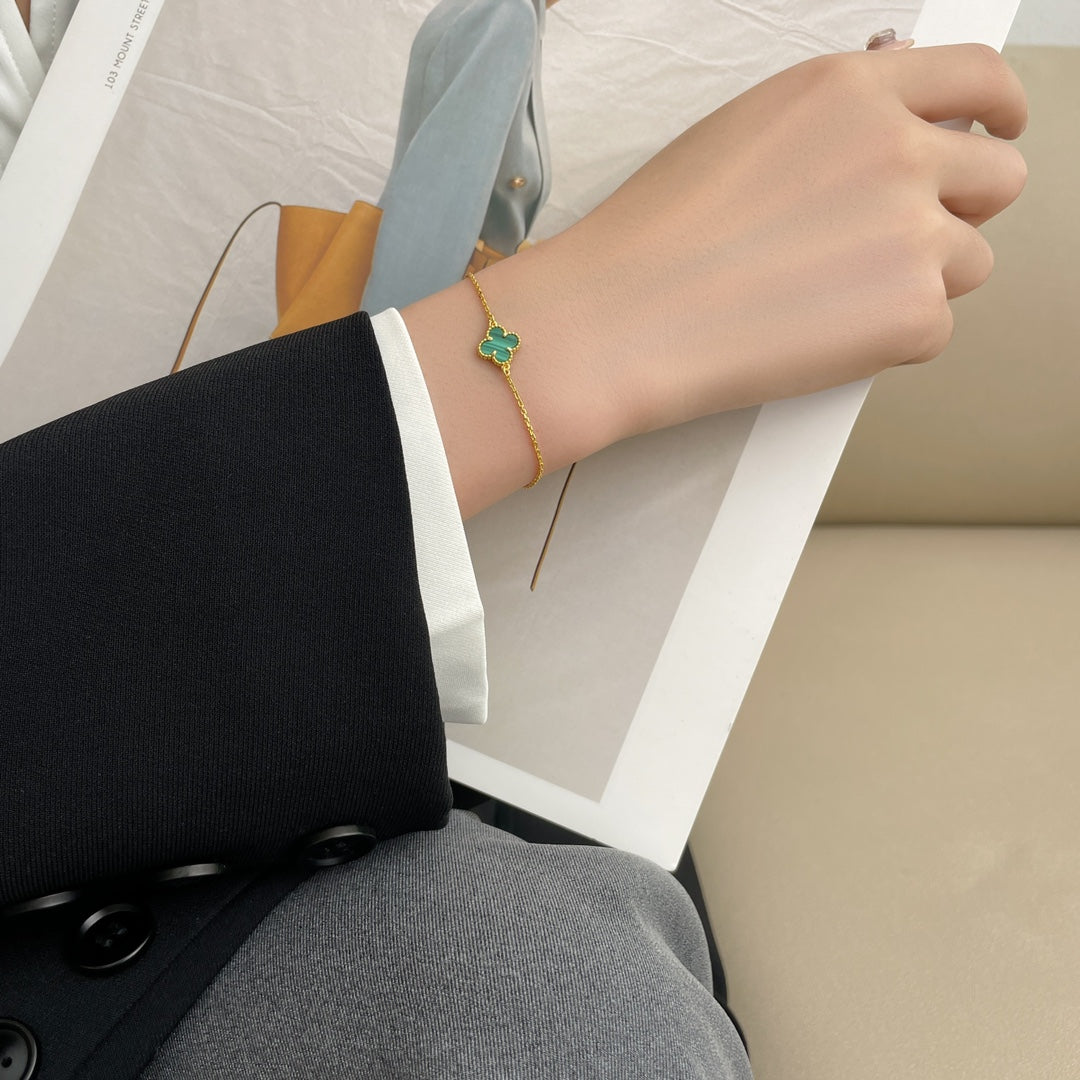 [OrnoraJewelry]CLOVER BRACELET MALACHITE 1 MOTIF