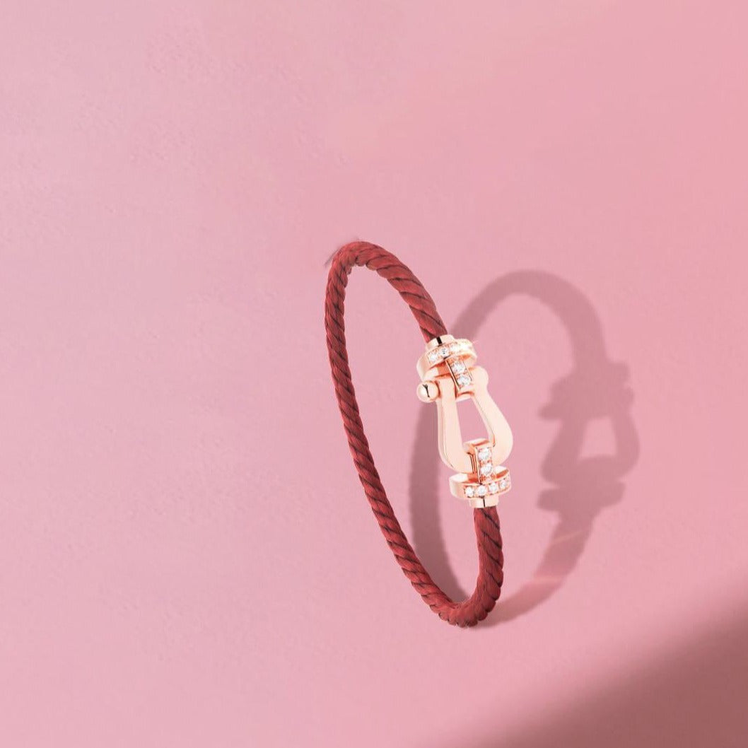 [OrnoraJewelry]FORCE 10 HALF DIAMOND PINK GOLD RED CORDERI LARGE AND MEDIUM MODEL