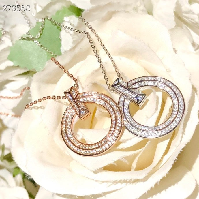 [Ornora Jewelry]T1 CIRCLE DIAMOND PAVED MEDIUM NECKLACE