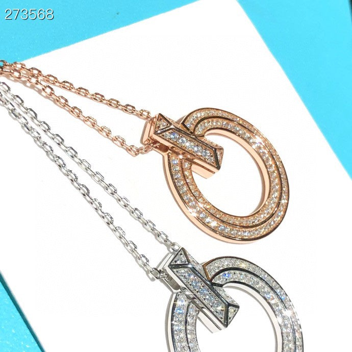 [Ornora Jewelry]T1 CIRCLE DIAMOND PAVED MEDIUM NECKLACE