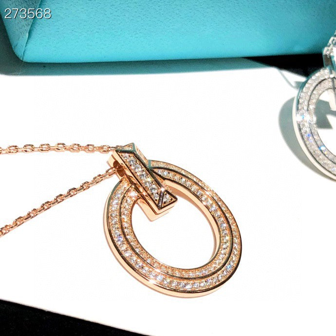 [Ornora Jewelry]T1 CIRCLE DIAMOND PAVED MEDIUM NECKLACE