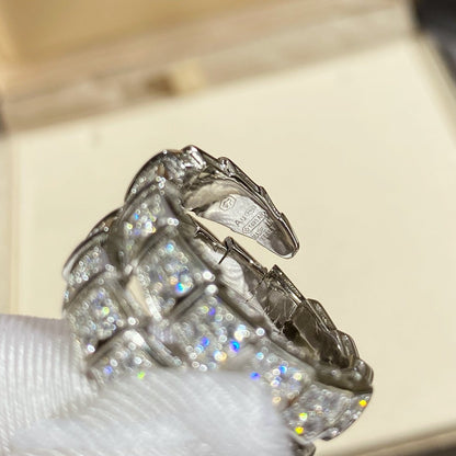 [OrnoraJewelry]SERPENTI DOUBLE RING SILVER DIAMOND PAVED