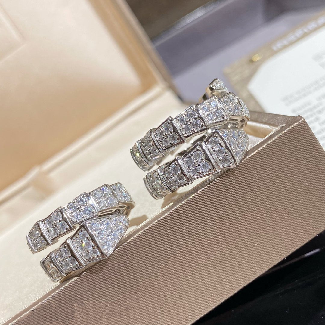 [OrnoraJewelry]SERPENTI DOUBLE RING SILVER DIAMOND PAVED