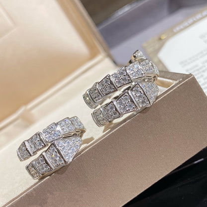 [OrnoraJewelry]SERPENTI DOUBLE RING SILVER DIAMOND PAVED