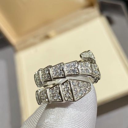 [OrnoraJewelry]SERPENTI DOUBLE RING SILVER DIAMOND PAVED