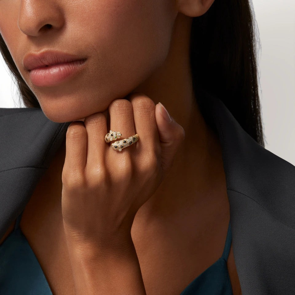 [OrnoraJewelry]PANTHERE DOUBLE HEADED FULL DIAMOND  RING