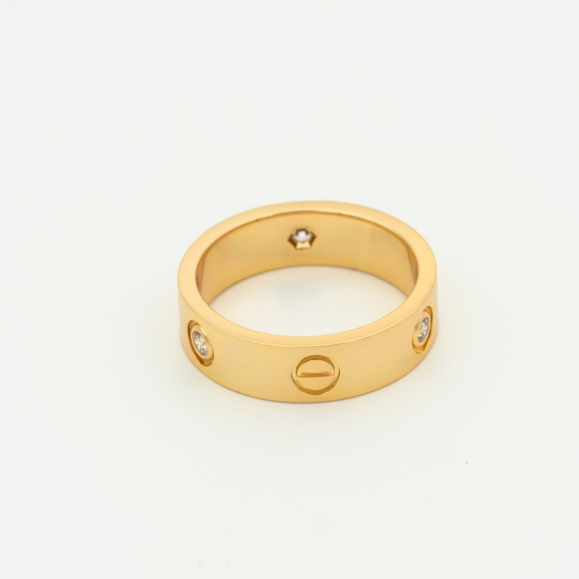 [OrnoraJewelry]LOVE RING 5.5MM 3 DIAMONDS PINK GOLD
