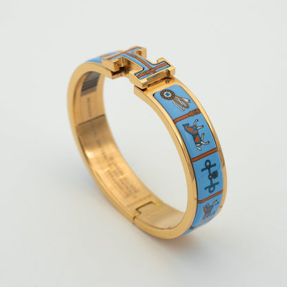 [OrnoraJewelry]H PINK GOLD BRACELET BLUE CERAMIC