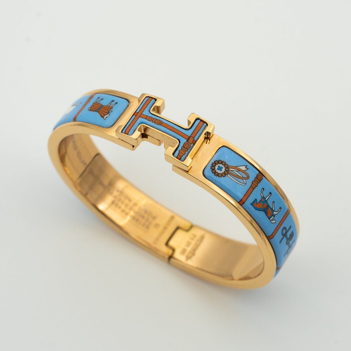[OrnoraJewelry]H PINK GOLD BRACELET BLUE CERAMIC