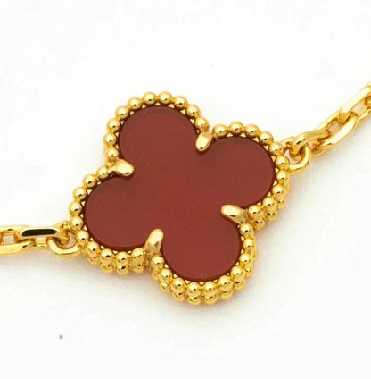 [OrnoraJewelry] CLOVER 5 MOTIF RED CORNELIAN BRACELET COLLECTION