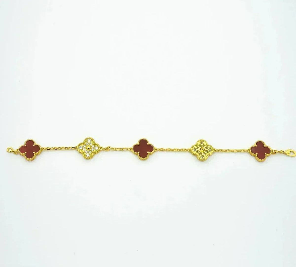 [OrnoraJewelry] CLOVER 5 MOTIF RED CORNELIAN BRACELET COLLECTION