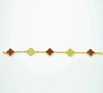 [OrnoraJewelry] CLOVER 5 MOTIF RED CORNELIAN BRACELET COLLECTION