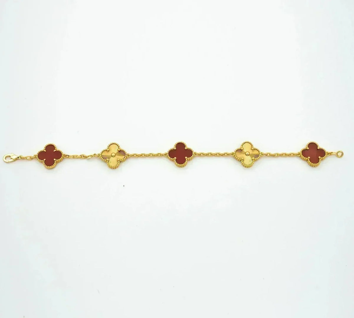 [OrnoraJewelry] CLOVER 5 MOTIF RED CORNELIAN BRACELET COLLECTION