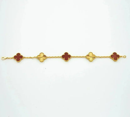 [OrnoraJewelry] CLOVER 5 MOTIF RED CORNELIAN BRACELET COLLECTION