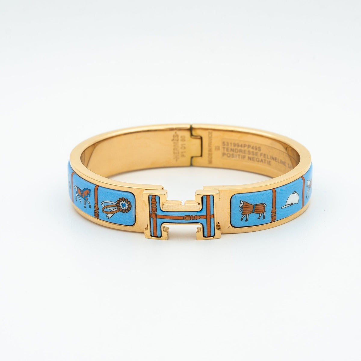 [OrnoraJewelry]H PINK GOLD BRACELET BLUE CERAMIC